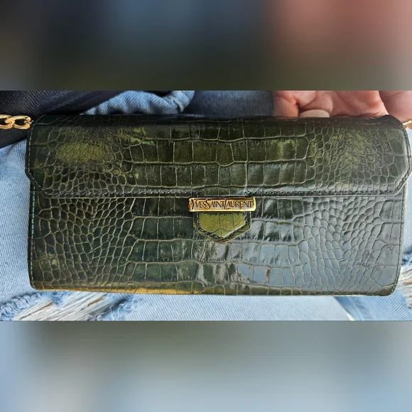 YSL Vintage Kisslock Crocodile Wallet - Picture 10 of 17